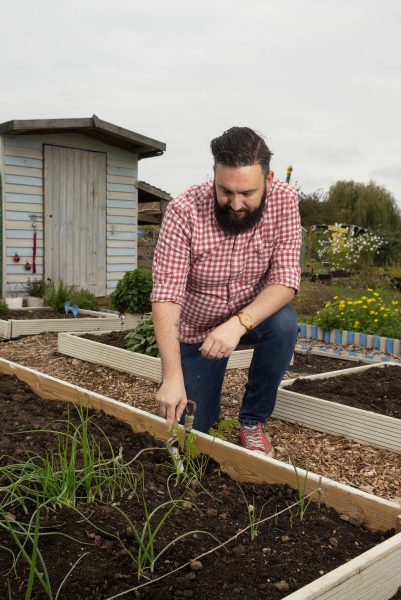 Tim Walker the Carbon Coach at his allotment in Taunton